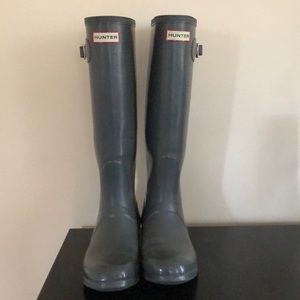 Grey Tall Hunter Rain Boots